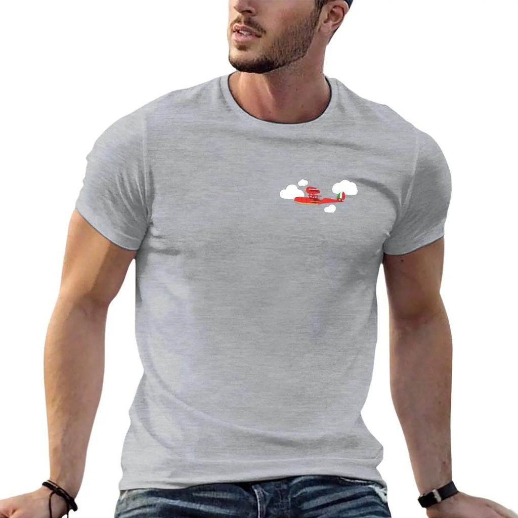 Crimson Pig Red Plane T-Shirt Plain Summer Top Custom Shirt Shirts Graphic Men Clothing