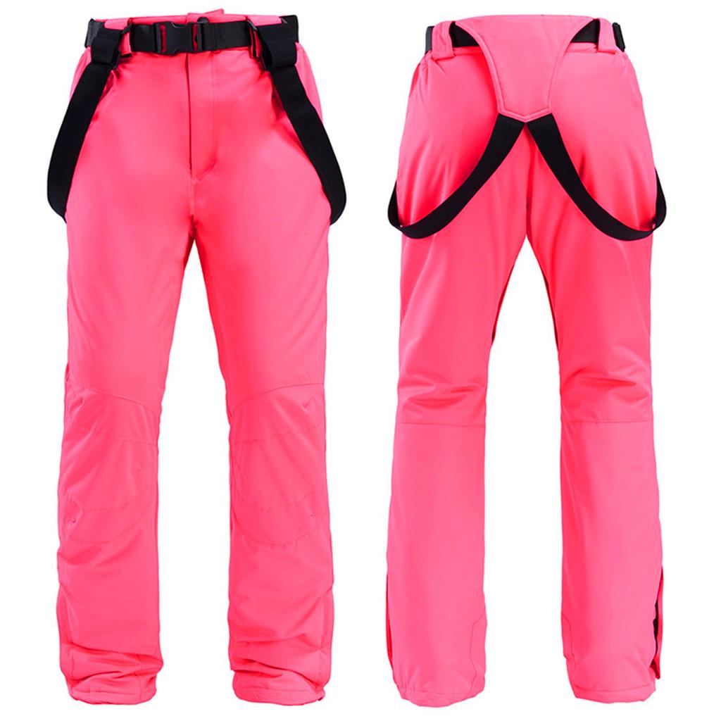 Couple's Solid Color Warm Thick Waterproof Pocket Strap Ski Pants For Men And Women