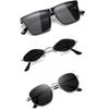 Sheomy Unisex Combo Offer Pack of 3 Shades Glasses Square Sunglasses Rectangle Retro Vintage Narrow Women::Men , E3-8K5J-MPOQ
