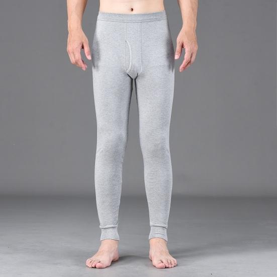 Men Winter Long Johns Great Elasticity Soft Pure Color High Waist Thick Warm Open Crotch Slim Fit Skinny Casual Plus Size Ankle Banded Length