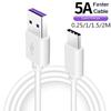 Cable 5A Supercharge USB Type C Data Cable for Huawei P30 Lite Honor 9X Samsung A12 Xiaomi LG Super Quick Charge