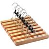 High-Grade Wooden Pants Hangers with Clips 10 Pack Non Slip Skirt Hangers, Smooth Finish Solid Wood Jeans/Slack Hanger with 360° Swivel Hook