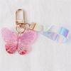 Cute Acrylic Butterfly Keychain Transparant Round Ball Tassel Keyring Women Bag Charm Earphone Case Car Key Pendant DIY Ornament