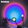 Sunset Lamp LED USB Rainbow Neon Night Light Projector Photography Wall Atmosphere Lighting for Bedroom Home Room Decor Gift