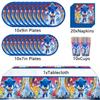 51pcs Sonic Birthday Party Supplies Including Tablecloth, Plates, Napkins Cups