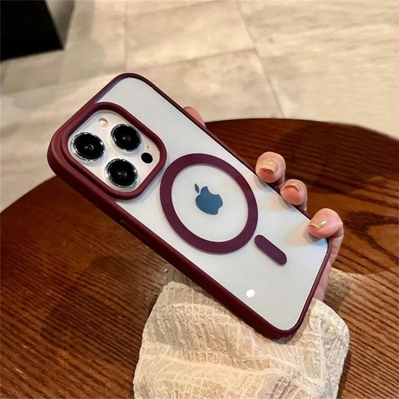 Luxury Magsafe Transparent Case For iPhone 15 14 13 12 11 Pro X XS XR Max Mini 7 8 Plus SE 2022 Magnetic Wireless Charge Cover