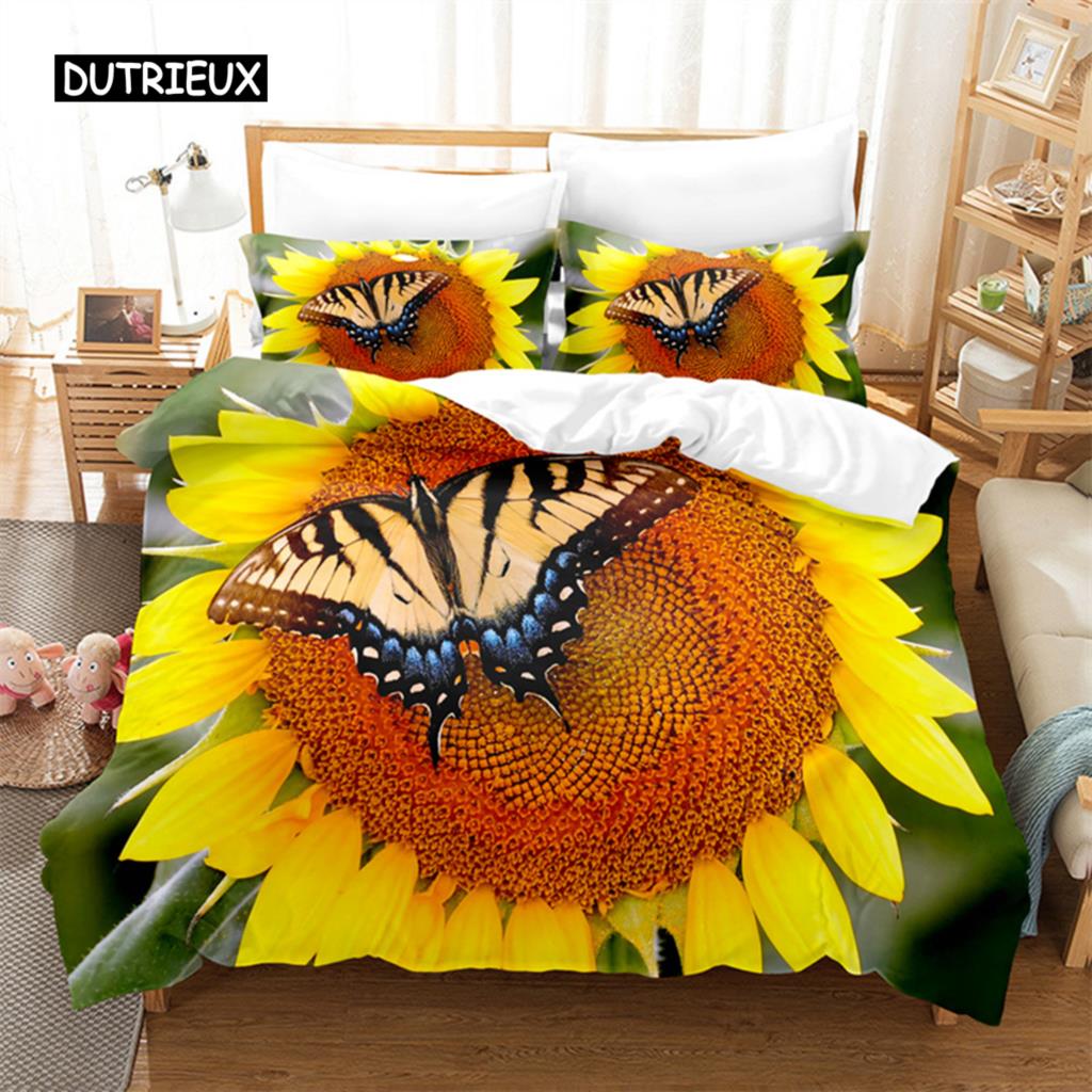 Sunflower Queen Bedding Set Duvet Cover Set Bedding Digital Printing Bed Linen King Size Duvet Cover Set Bedding Set