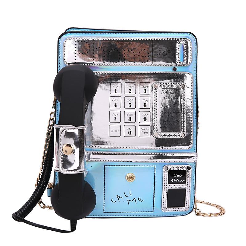 Girls Bag Personality Funny PU Bucket Telephone Chains Fashion Shoulder Bag Handbags Pures And Bags Crossbody Women Bag Korean