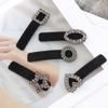 Retro Black Velvet Heart Hairpin with Rhinestone Star for Women - Side Clip for Bangs and Broken Hair
