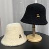 Bucket Hat Plush Hat Female Winter Cute Bear Rabbit Fur Bucket Hat Winter Warm Washbasin Hat Female