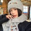 The New Cute Dachshund Embroidered Hat and Scarf Set Is Soft and Versatile