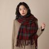 Wool Scarf New Plaid Scarf Women's Winter Thickened Warm Retro Versatile High-end Shawl Scarf Student