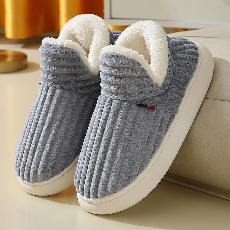 Cotton Slippers Velvet Home Non-slip Confinement Shoes Indoor Warm Shoes Women's Cotton Shoes Men's