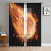 Comic Cartoon Basketball Sheer Curtain for Bedroom Tulle Voile Curtain for Kitchen Living Room Decor Window Treatment