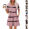 Women's Summer Casual Round Neck Pleated With Pockets Printed Short Sleeve Dresses