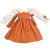 Girl Princess Dress 2023 Spring Autumn New Korean Kids Orange and Beige Retro Cotton Linen Embroidered Dresses Two Piece Set
