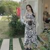 Женское платье-подтяжка с цветочным принтом 2023 года: Французский стиль чайной паузы