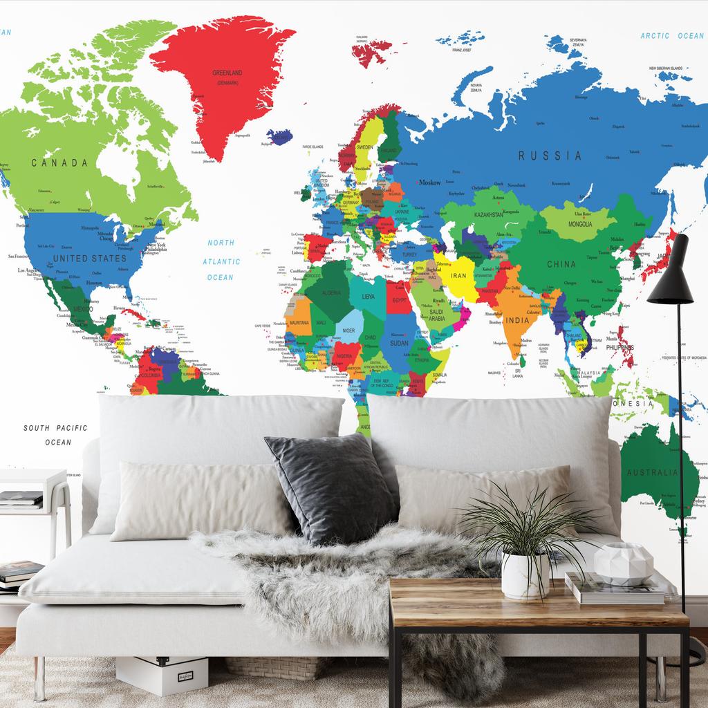 Photomural World Map Washable Fleece 520x318