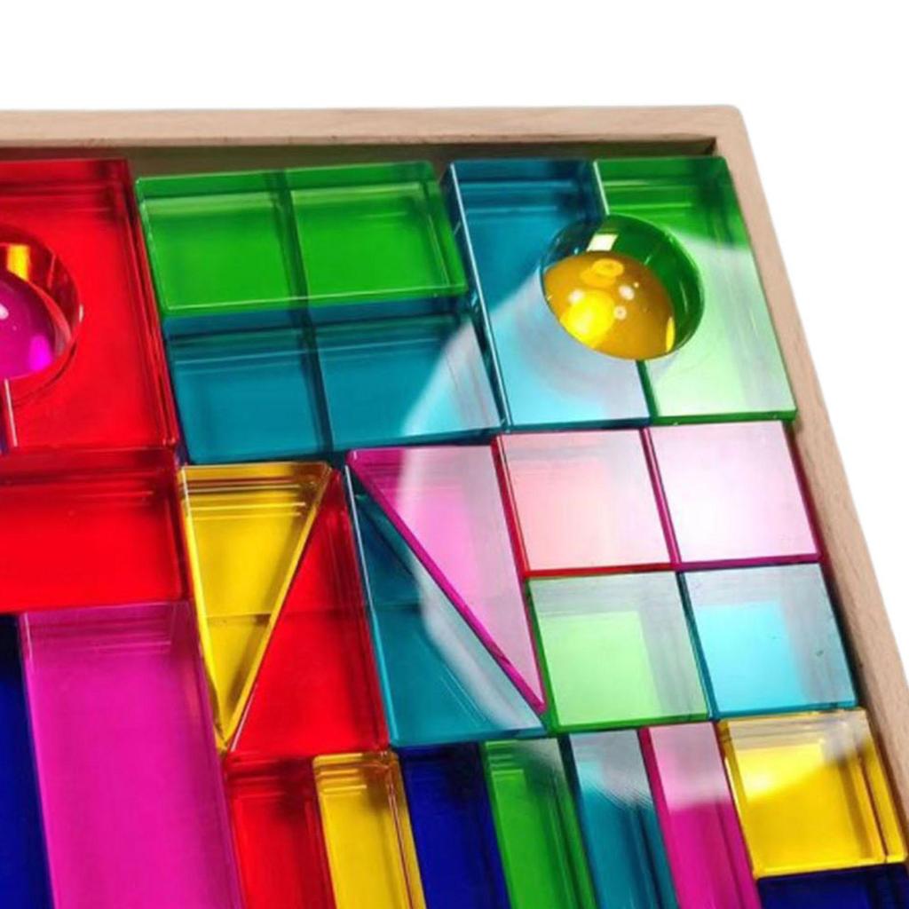 Rainbow GEM Cubes Stacking Toy Cube Blocks Set for Boys Girls Children