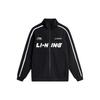 Li Ning Sports Fashion Series American Retro Letter Print Straight Loose Stand Collar Early Autumn Jacket Men Jacket Black AWDU775-2