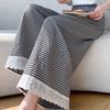 Women's Summer Plaid Lace Trim Wide-Leg Pants - Thin Plus Size Straight Slim Fit Trousers