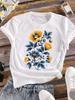 (Asian Size) Clothing T Shirt Love Heart Flower Cute Fashion Ladies Casual Women Tee Top Short Sleeve Print Lady Female Graphic T-shirts