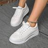 Foreign Trade Large Size White Shoes Women's 2025 Spring and Autumn New Leather Surface Platform Casual Sports Shoes Versatile Fashion Board Shoes