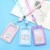 Cute Morandi Color Cat Ear Card Holder Retractable Badge Reel Girl Kpop Photocard Student Bus Card Transparent Display Protector