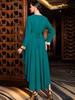 New V-neck Double-layer Chiffon Irregular Dress Stitching Lace Middle East Saudi Arabian Women's Clothing