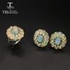 New Luxury Big Opal Emerald Jewelry Set Natural Ethiopia Opal Nano Emerald Party Fine Jewelry for Women Wife Nice Gift