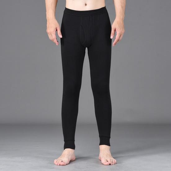 Men Winter Long Johns Great Elasticity Soft Pure Color High Waist Thick Warm Open Crotch Slim Fit Skinny Casual Plus Size Ankle Banded Length