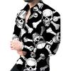 3D Skull Print Men's Long-sleeved Stretch Shirt Vacation Party Shirt