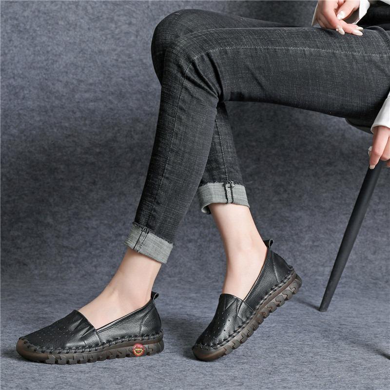 Leather Women's Shoes Flat Single Shoes Soft Bottom Leather Shoes
