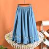 Half Skirt Women Cotton Summer Casual Versatile Elastic Women's Skirt Loose Comfortable Large Size Pleated Skirt