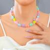 Boho Colorful Love Heart Beaded Necklace For Women Fashion Dopamine Girls Resin Clavicle Chain Choker Jewelry Y2K Accessories