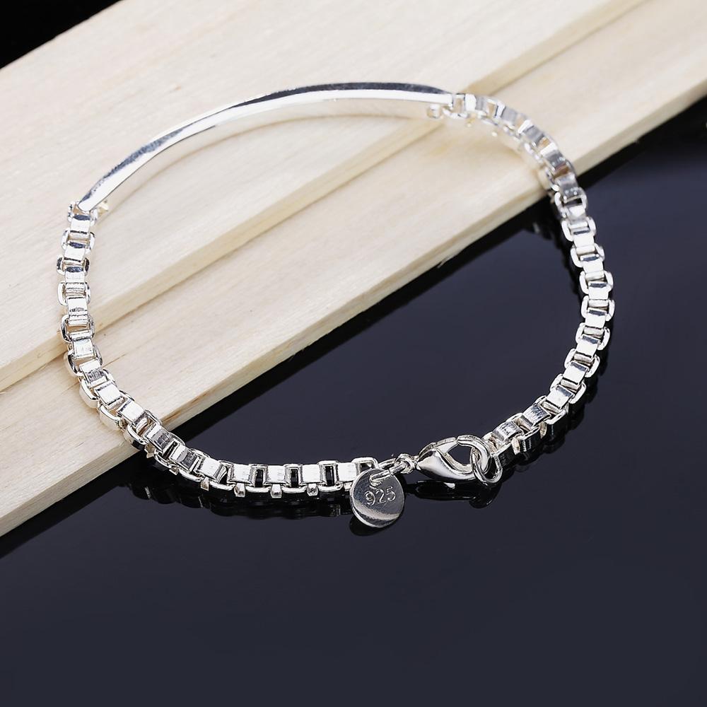 Fine Korean Fashion 925 Sterling Silver Classic Strip Lattice Bracelet for Woman Man Wedding Party Noble Gifts Fashion Jewelry
