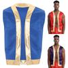 Mens Toad Vest Costume Open Front Design Metallic Shiny Trim Contrast Waistcoat Cartoon Character Cosplay Party Wear