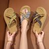 Cross-band Slim Sandals Women 2025 New Summer Leisure Seaside Vacation One-word Stepping On Shit Thick-soled Slippers