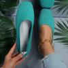 Women's Square Toe Shoes Flat Shoes Solid Color Knitted Shoes Breathable Slip On Ballet Shoes