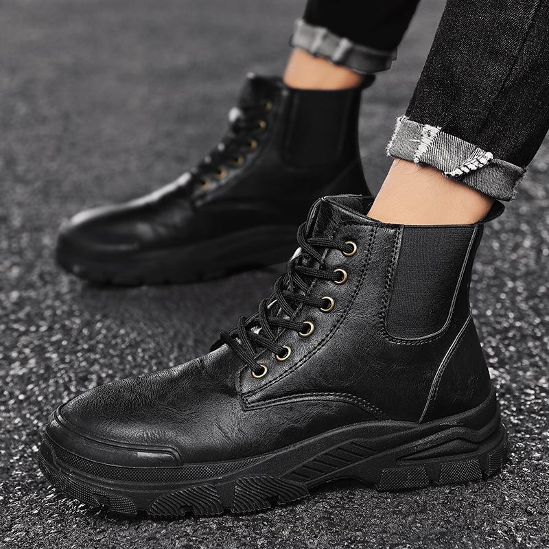 New Tooling Shoes Men Casual Leather Booties Autumn Quality High Top 8s Boots Male Platform Ankle Boots Zapatos De Hombre