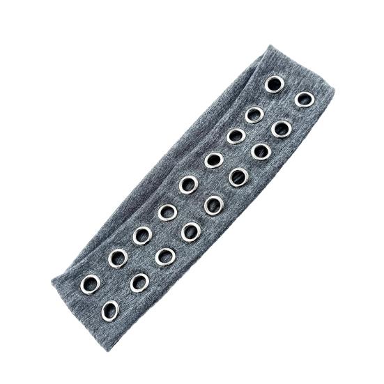 Headband Punk Style Rock Air-eye Decor Hair Band Elastic Fabric Eyelets Punk Headwrap Hair Accessory