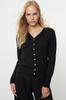 Women's Elegance Style Cardigan Black Premium Yarn Special Yarn Knitwear Cardigan