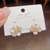 Light Luxury Unique Temperament Sweet Micro-inlaid Flower Earrings for Women Niche Design High-end Light Luxury Earrings