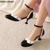 Fashion Women Mary Jane Shoes High Heels Ankle Strap Buckle Wedding Pumps Thin Heels Shoes Pink Bridal Princess Footwear Size 31-43