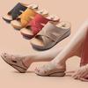 Summer Slope Heel Low Top Round Head Sewn Solid Color Hollow Out Foreign Trade Casual Cross Large Sandals