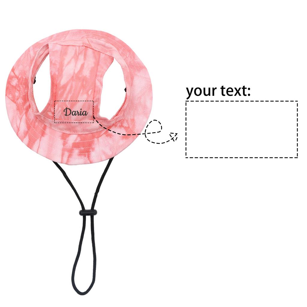 Персонализированная вышивка на заказ Питомец - линяющий Открытые уши Регулируемая веревочная пряжка Панама Кошка Собака Солнечная шляпа Маленькая собака Солнечная шляпа