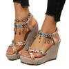 High Heel Wedges Modern Sandals Mixed Color Summer Outside Women's Shoes On Sale 2025 Fashion Casual Ethnic Women's Sandals
