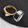 2024 Trend Gold Color Geometric Black Stone Ring Stainless Steel Minimalist Fine Jewelry For Men Women Party Gift