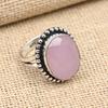 Pink Chalcedony Gemstone Handmade Jewelry 925 Sterling Silver Ring For Women