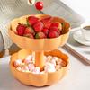 Divided Pumpkin Serving Bowl w/Toothpick Storage Serving Tray W/ 3 Compartment Fruit Plate for Candy Fruits Nuts Snacks